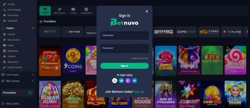 Betnuvo login